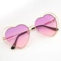 Gold Double Heart Sunglasses - Purple,