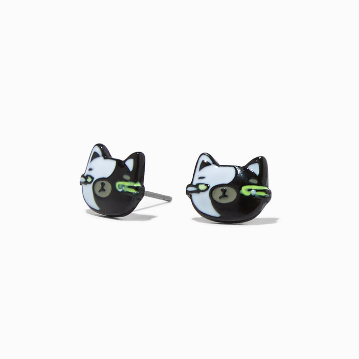 Yin Yang Cat Stud Earrings,