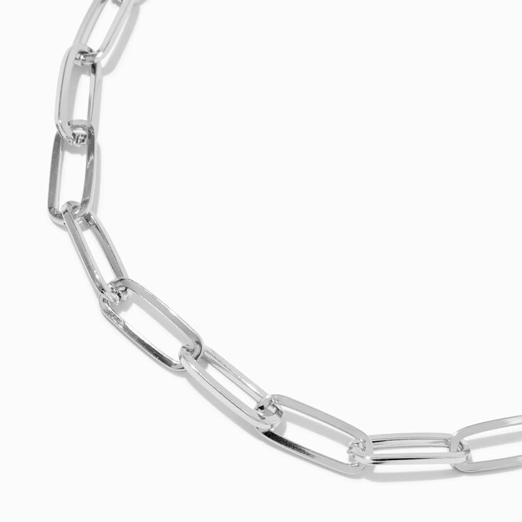 Silver-tone Large Paperclip Short Chain Necklace,