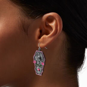Pink Coffin Halloween Drop Earrings,