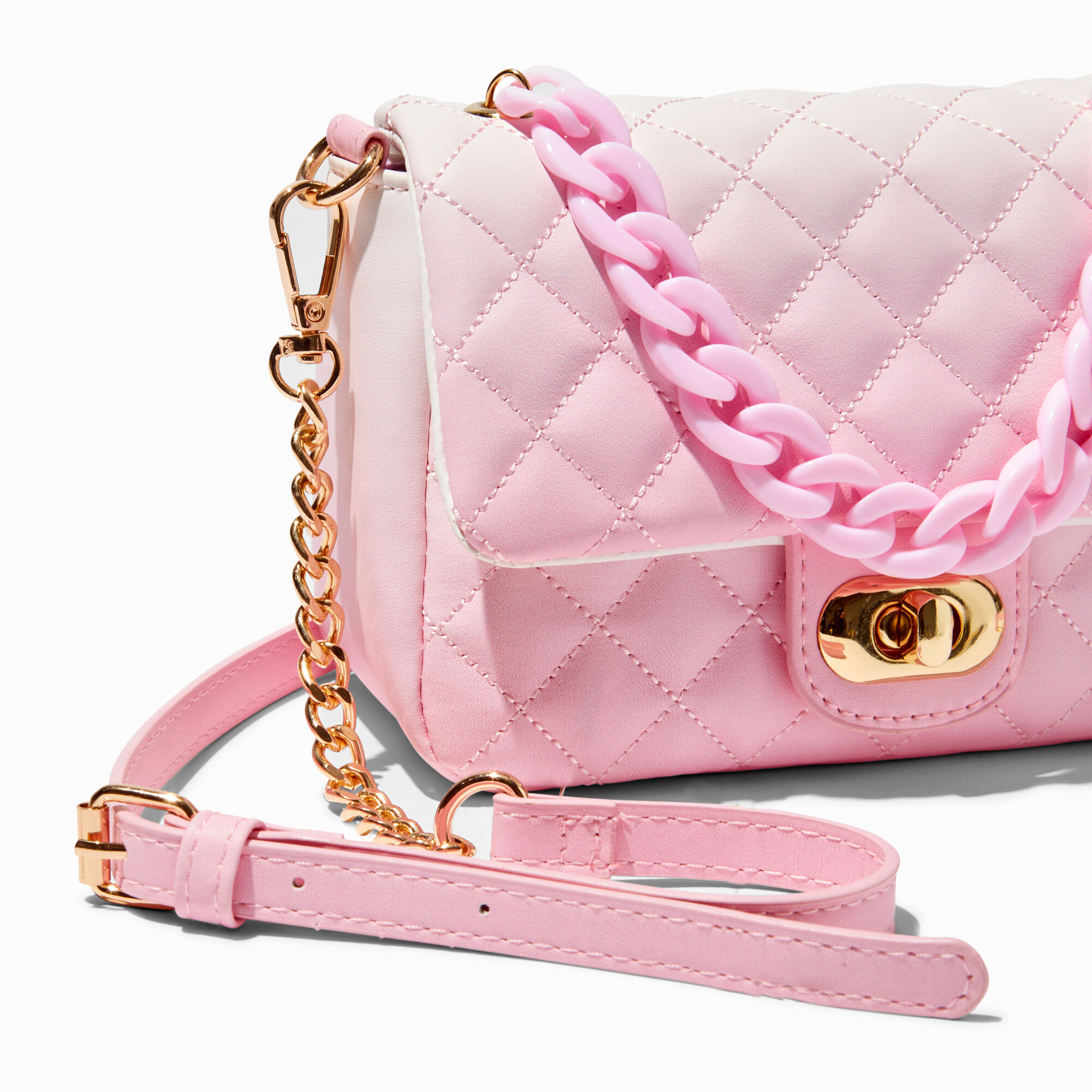 Claire s Quilted Dual Strap Crossbody Bag