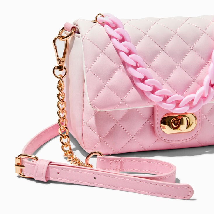 Quilted Light Pink Ombre Dual Strap Crossbody Bag