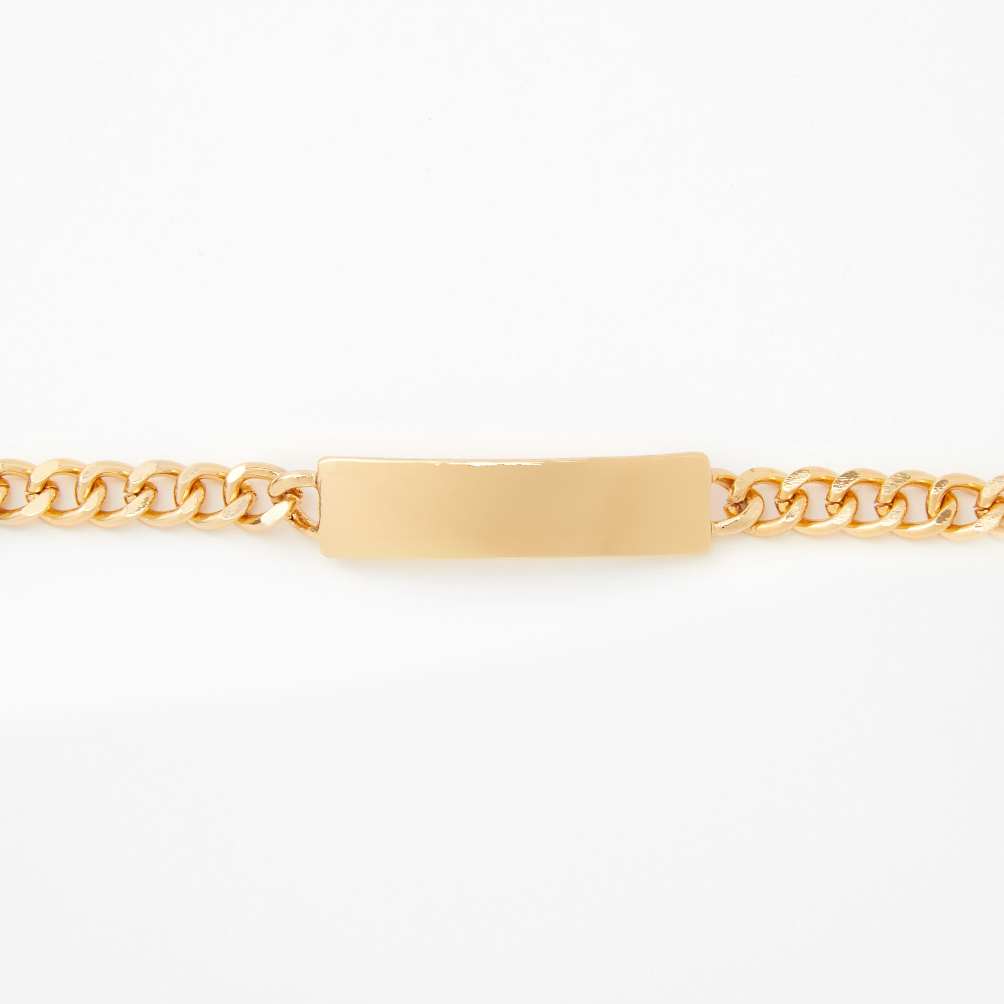 Gold ID Tag Chain Choker Necklace,