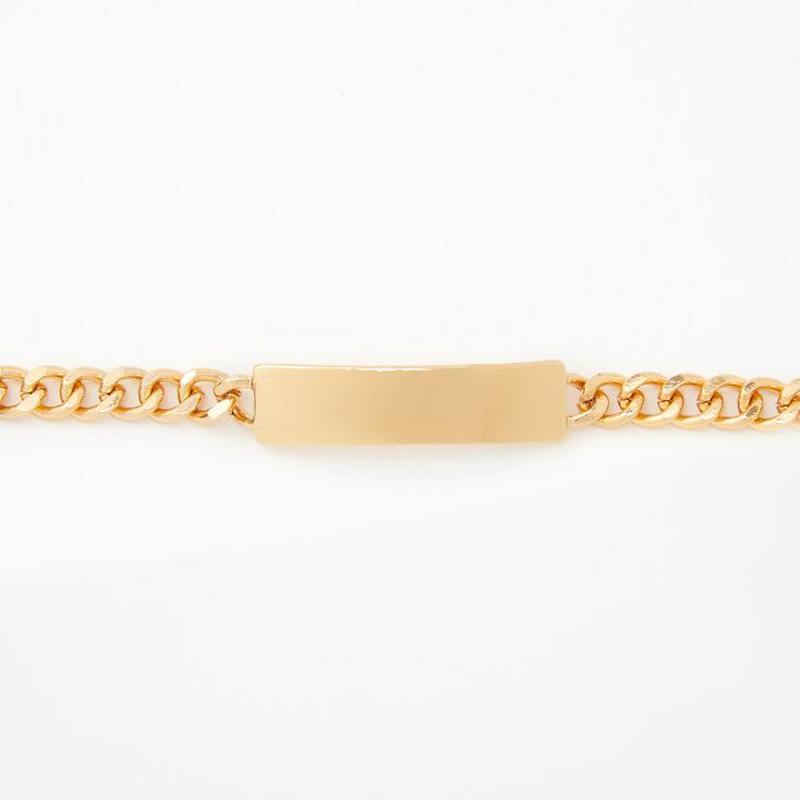 Gold ID Tag Chain Choker Necklace,