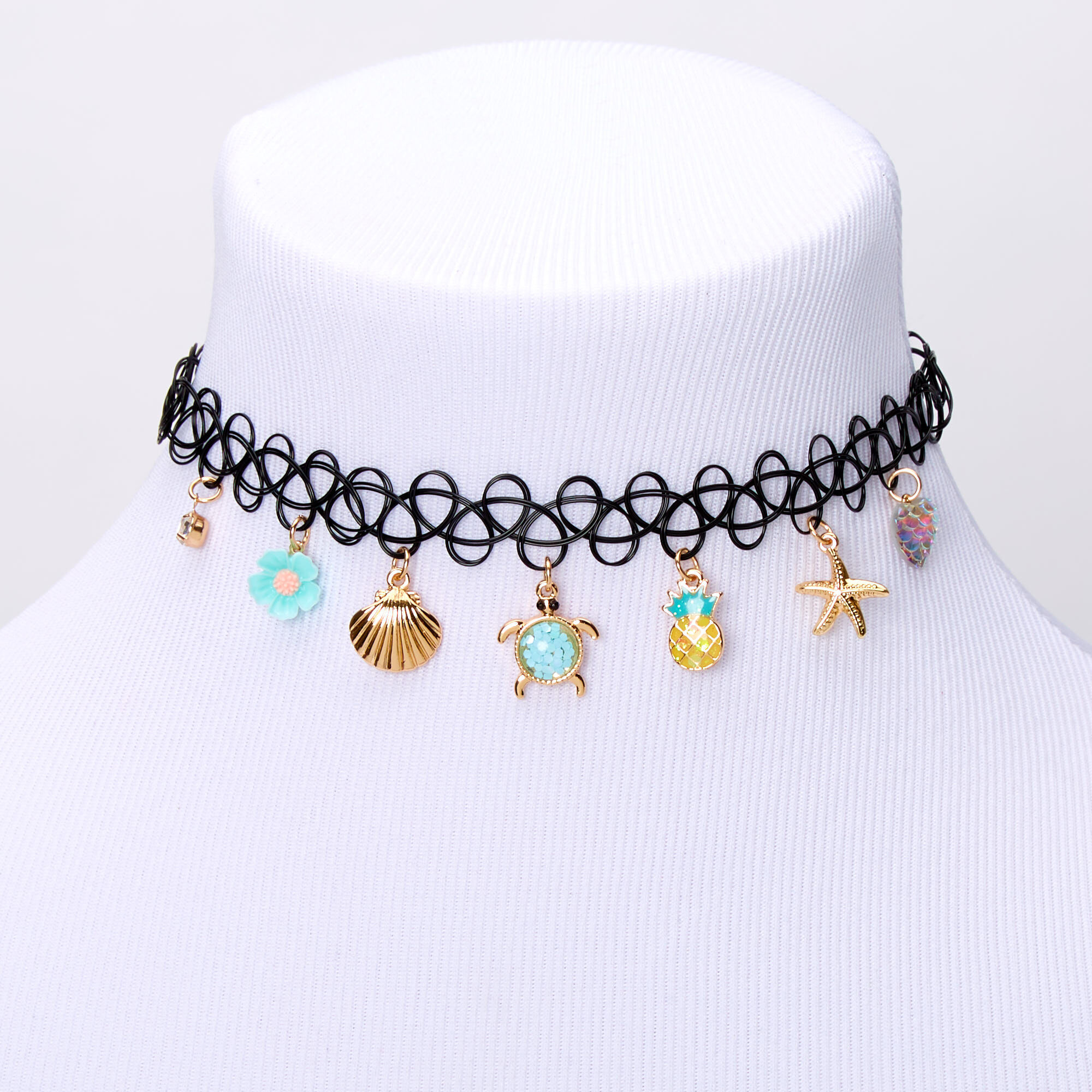 Claire's Ras-de-cou effet tatouage « Under the Sea » couleur dorée - Vert menthe