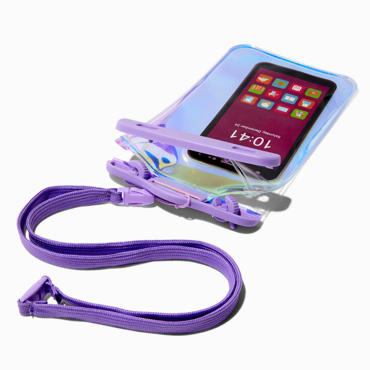 Holographic Waterproof Phone Pouch with Lanyard Strap,