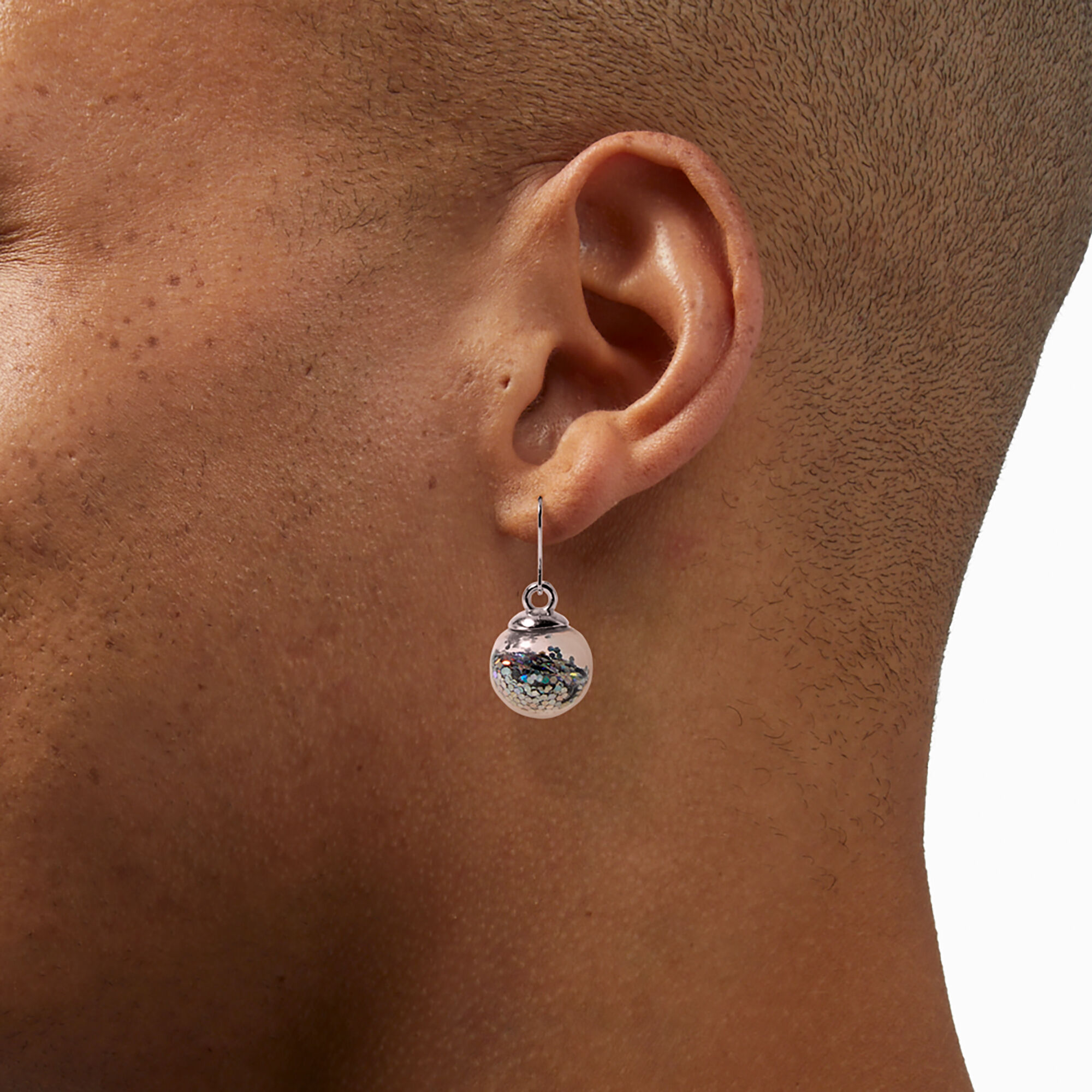 Silver 1 Holographic Shaker Drop Earrings Claire s US