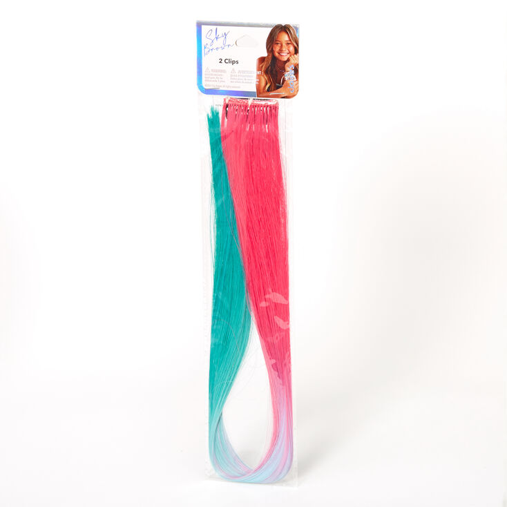 Sky Brown&trade; Turquoise &amp; Pink Ombre Faux Hair Clip In Extensions - 2 Pack,
