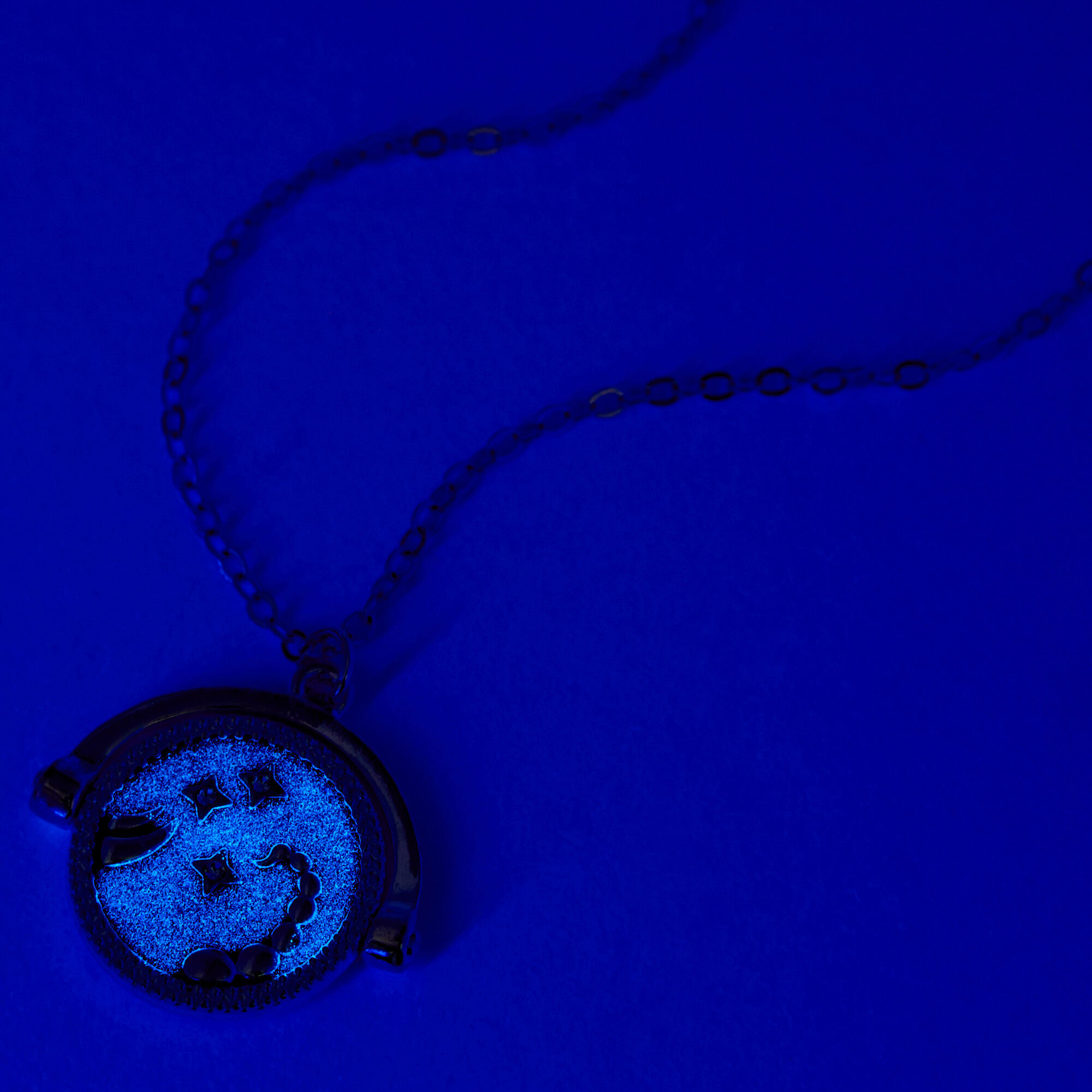 Silver Glow In The Dark Zodiac Spinning Pendant Necklace - Scorpio,