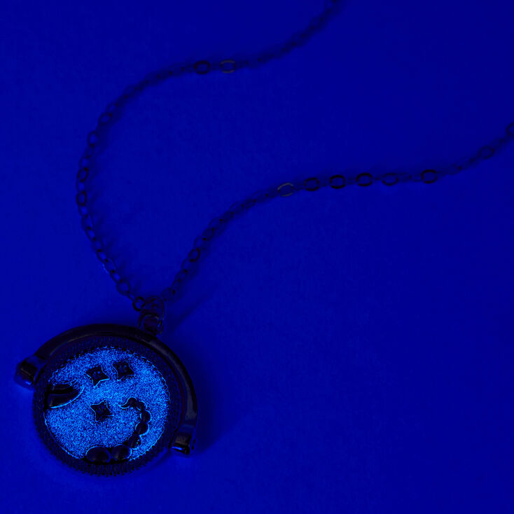 Silver Glow In The Dark Zodiac Spinning Pendant Necklace - Scorpio,