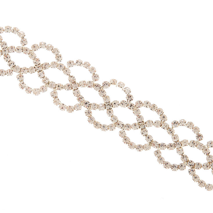 Silver Rhinestone Crochet Chain Bracelet,