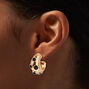 Black Dotted Gold-tone Hoop Earrings ,