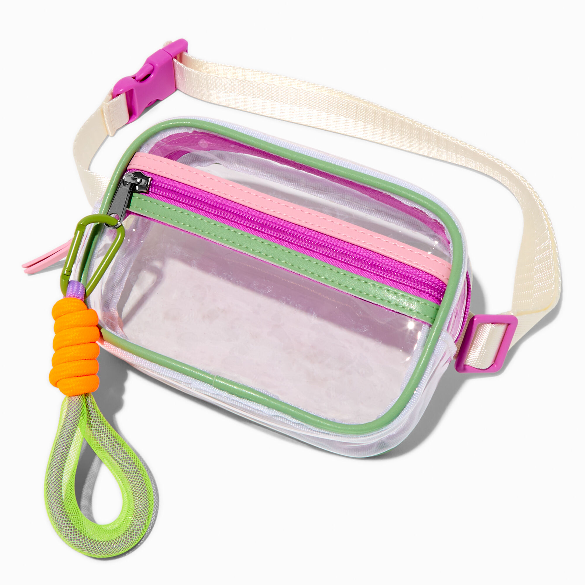 Translucent Colorblock Small Backpack with Belt Bag,