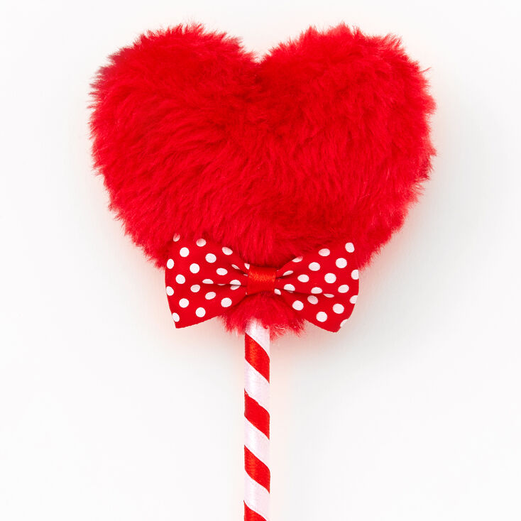 Valentine&#39;s Day Fuzzy Heart Striped Pen,