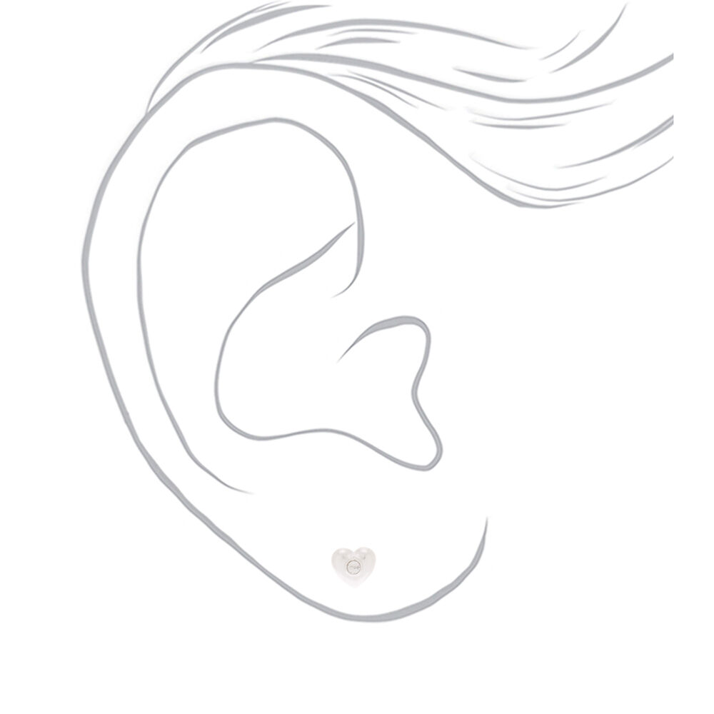 Sterling Silver Crystal Heart Stud Earrings,