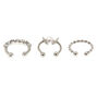 Silver Crystal Pearl Faux Cartilage Earrings - 3 Pack,