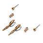 Gold-tone Embellished Spike Earring Stackables Set - 3 Pack,