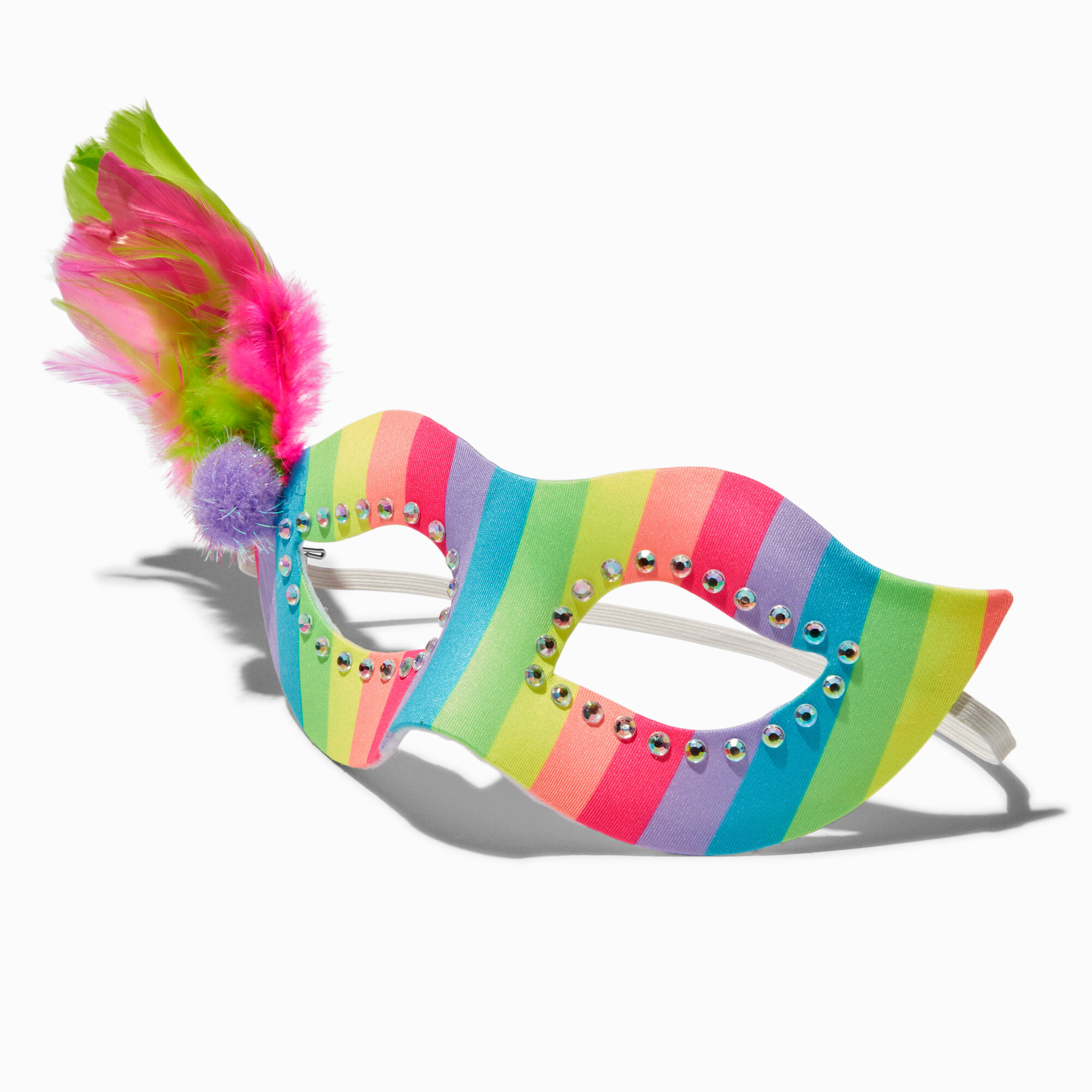 View Claires Feather Mask Rainbow information