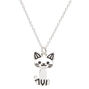 Collier pendentif chat mobile couleur argent&eacute;,
