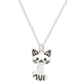 Silver Moveable Cat Pendant Necklace,