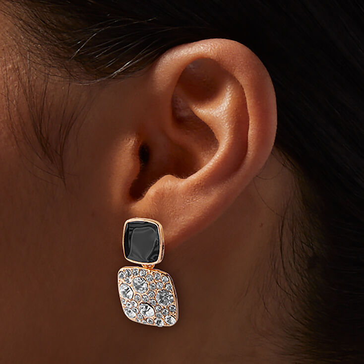 Pendantes strass double carr&eacute;,
