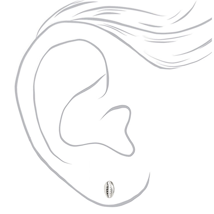 Sterling Silver Cowrie Shell Stud Earrings,