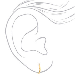 Gold-tone Thick Textured 20mm Hoop Earrings - 3 Pack,