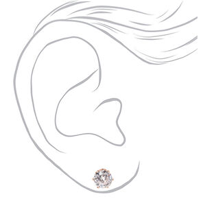 Clous d&rsquo;oreilles ronds avec strass en zircon cubique d&rsquo;imitation couleur dor&eacute; rose - 8&nbsp;mm,