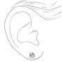 Rose Gold Cubic Zirconia Round Stud Earrings - 8MM,