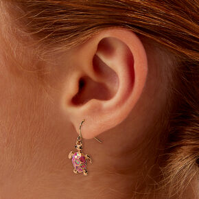 Pink Turtle Drop Earrings,