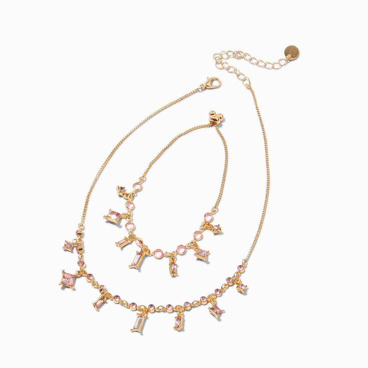 Claire's Club Pink Gem Gold-tone Jewelry Set - 2 Pack