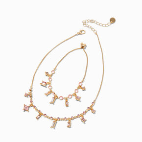 Claire&#39;s Club Pink Gem Gold-tone Jewelry Set - 2 Pack,