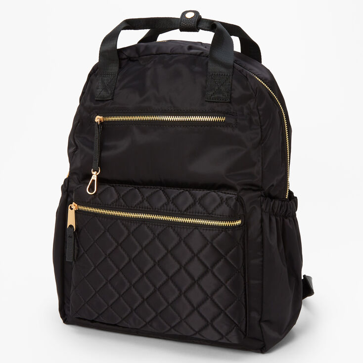 Quilted Nylon Functional Backpack - Black,