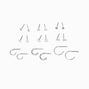 Silver-tone Mini Geometric Earrings Set - 9 Pack ,