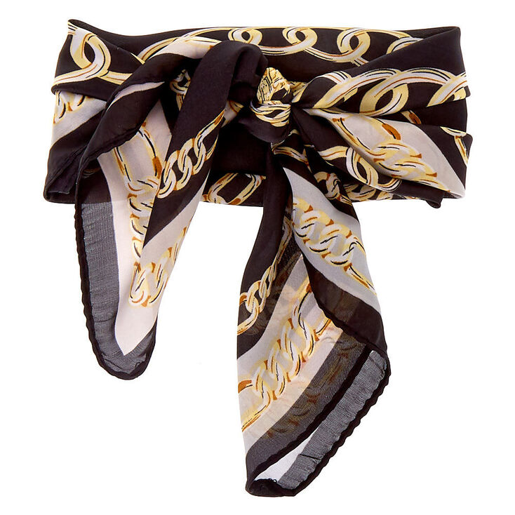 Chain Print Bandana Headwrap - Black,