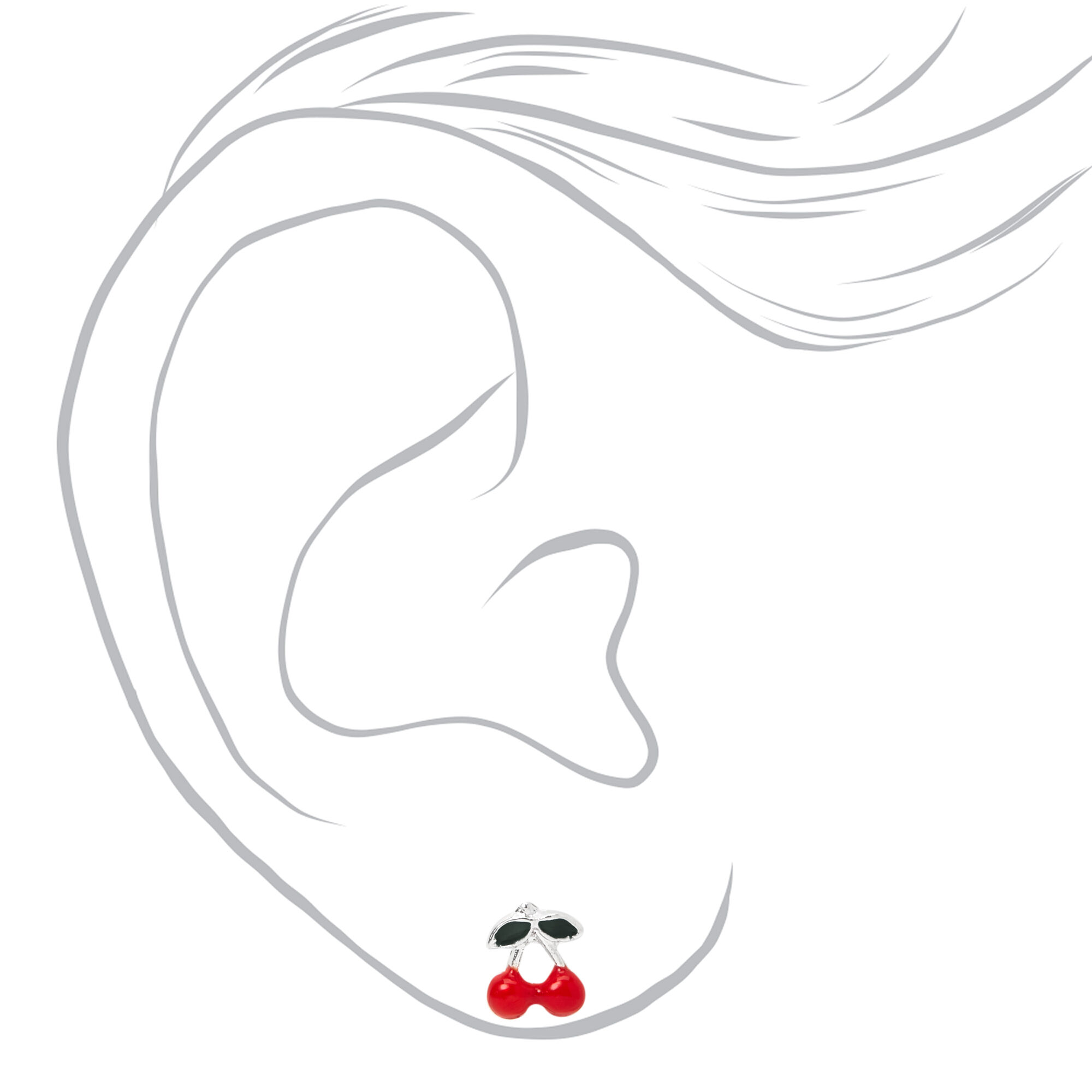 Silver Lovely Romance Stud Earrings - Red, 20 Pack,