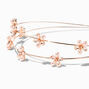 Rose Gold Double Row Pearl Flowers Headband,