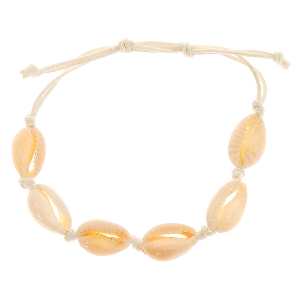 Cowrie Shell Adjustable Bracelet White