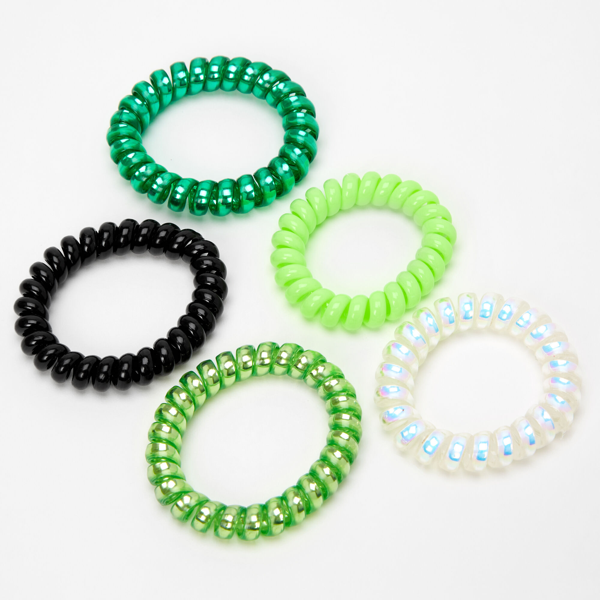 St. Patrick's Day Coil Bracelets - Green, 5 Pack,