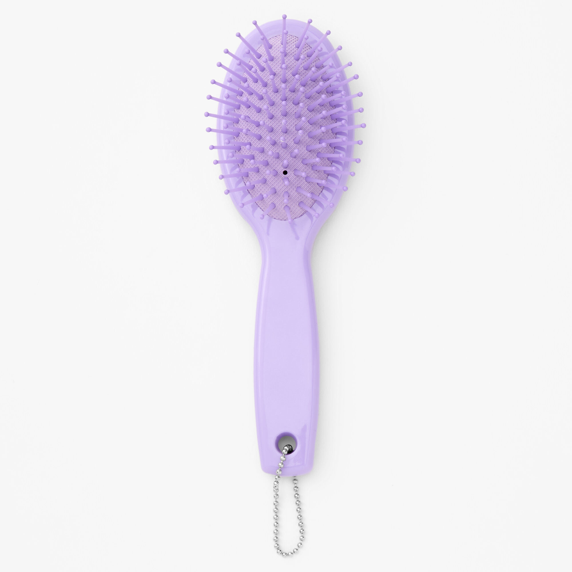Rainbow Kitten Mini Paddle Hair Brush Keychain - Purple,