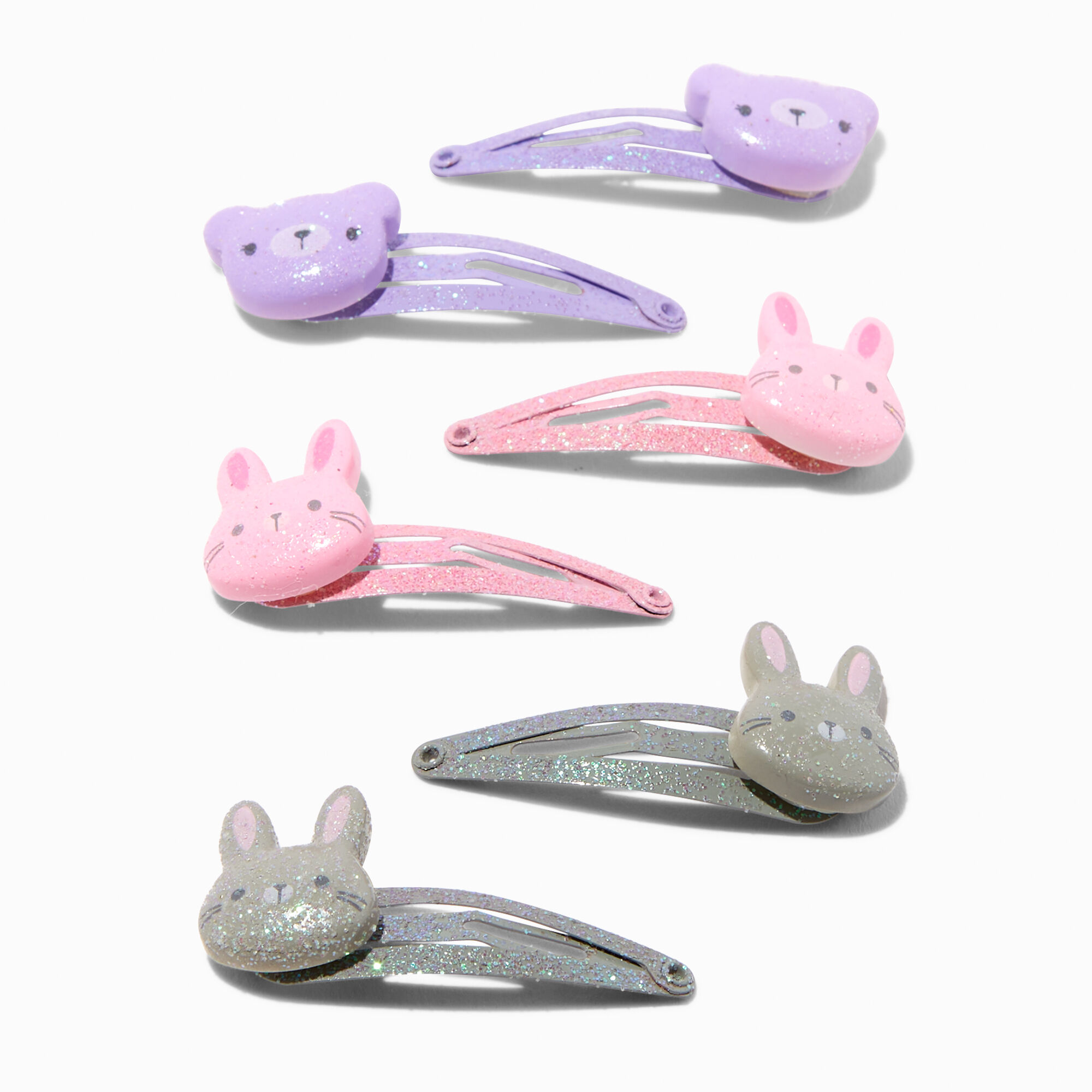 View Claires Club Glitter Critter Polyresin Snap Hair Clips 6 Pack information