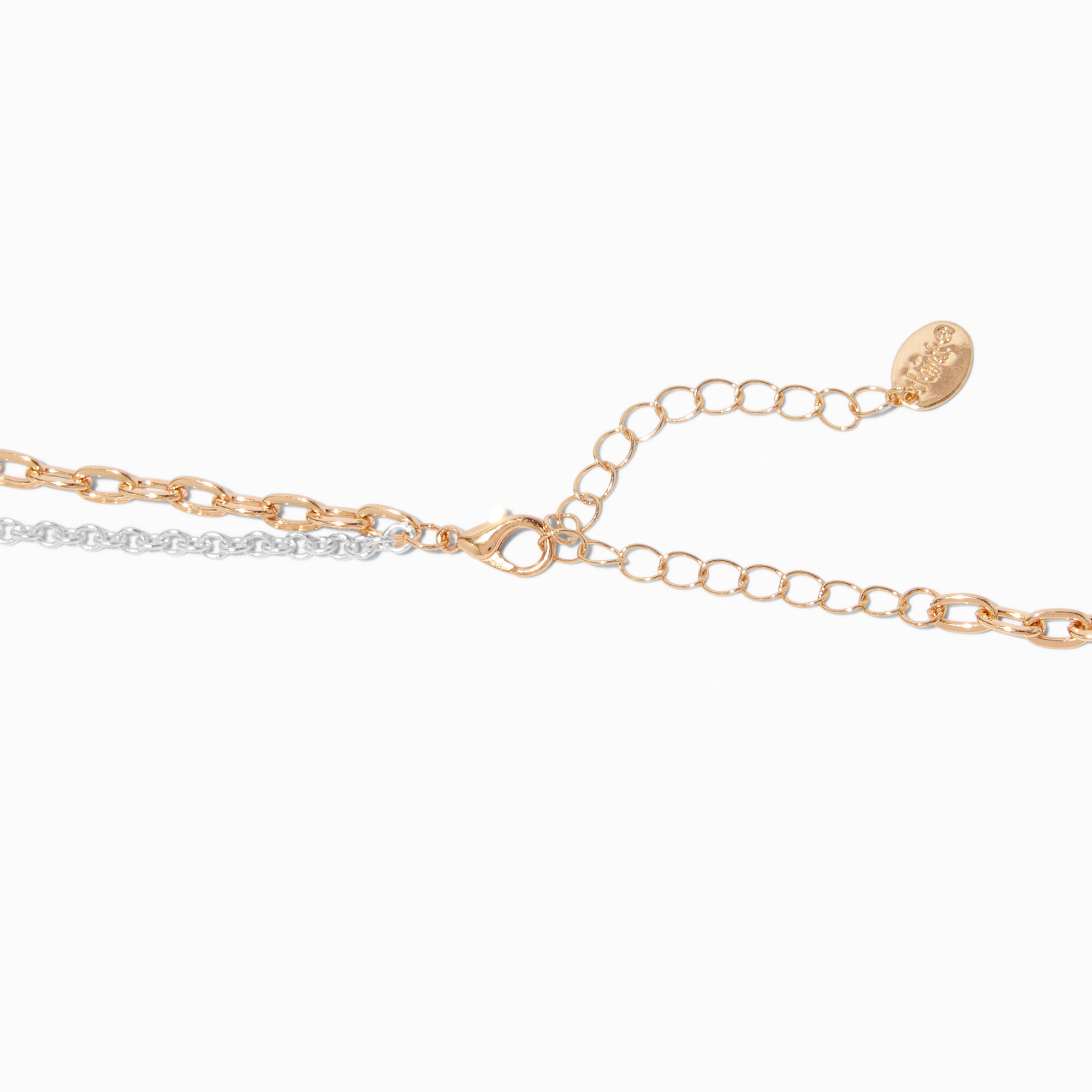 Mixed Metal Teardrop Carabiner Multi-Strand Necklace ,