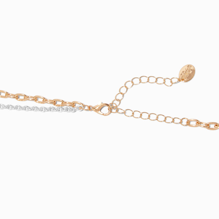 Mixed Metal Teardrop Carabiner Multi-Strand Necklace ,