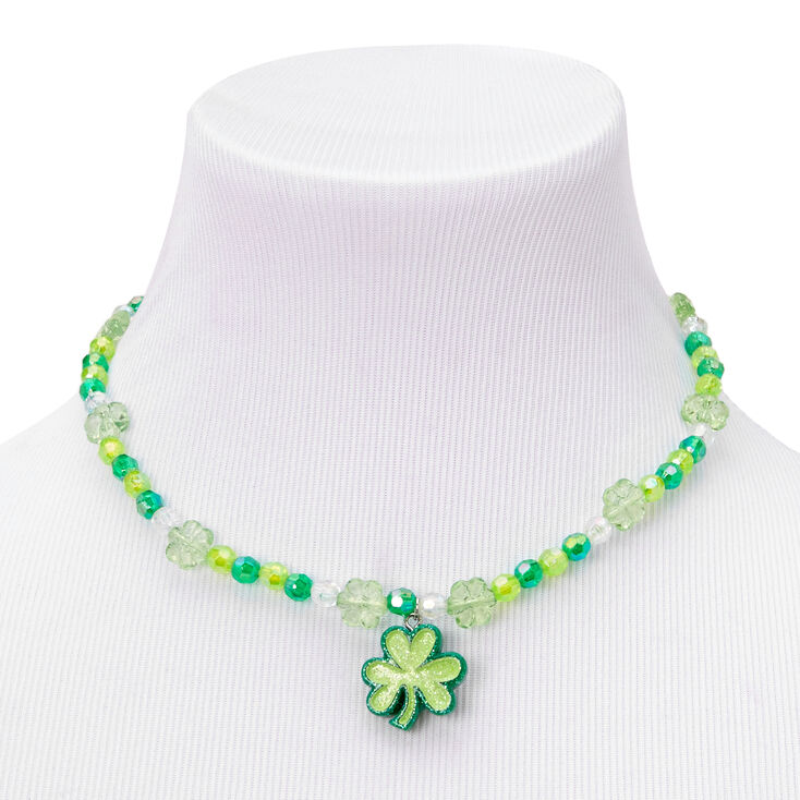 St. Patrick&#39;s Day Green Shamrock &amp; Rainbow Beaded Jewelry Set - 2 Pack,