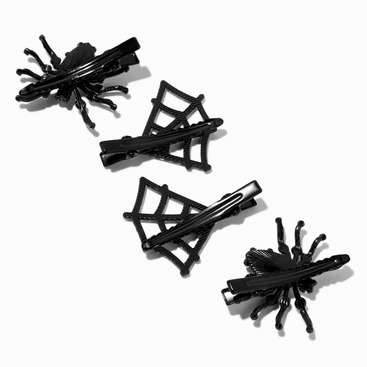 Crystal Spiders &amp; Webs Hair Clips - 4 Pack,