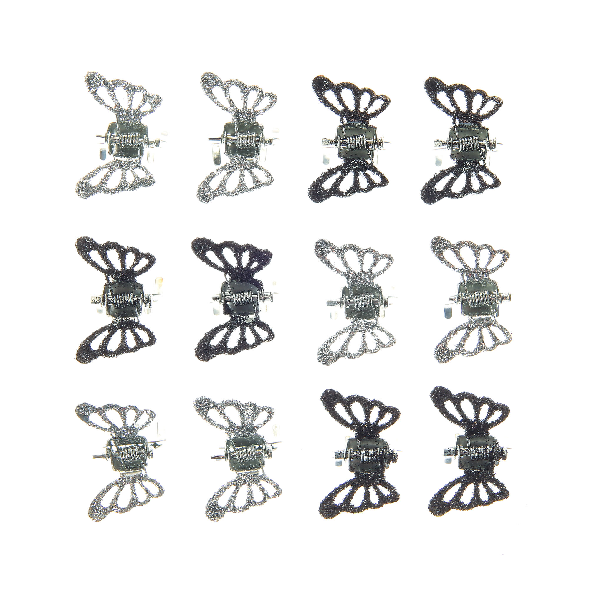 Black & Silver Glitter Butterfly Hair Claws - 12 Pack | Claire's