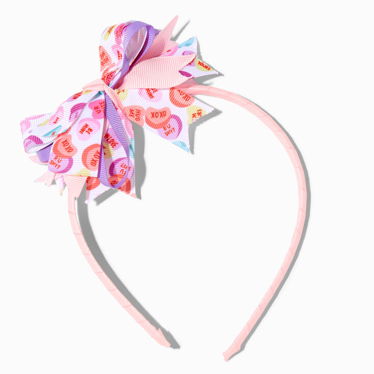 Valentine&#39;s Day Conversation Hearts Bow Headband,