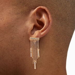Pendantes &agrave; clip franges barre de strass couleur dor&eacute;e,