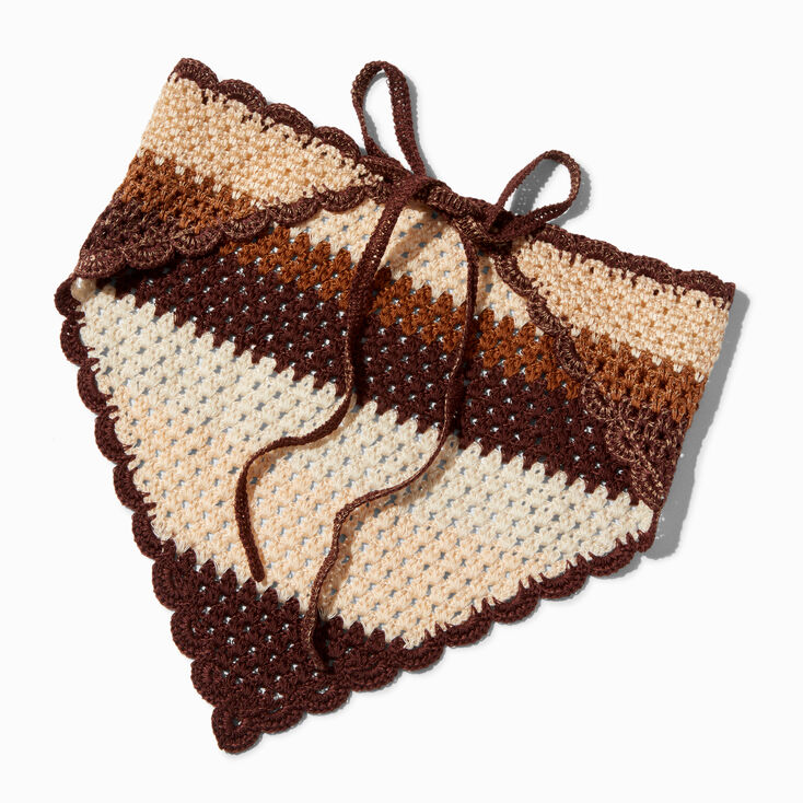 Foulard crochet &agrave; rayures marron,