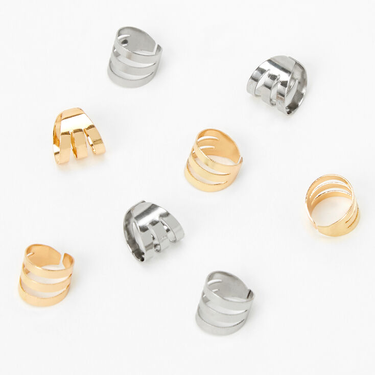 Mixed Metal Cuff Hair Rings - 8 Pack,